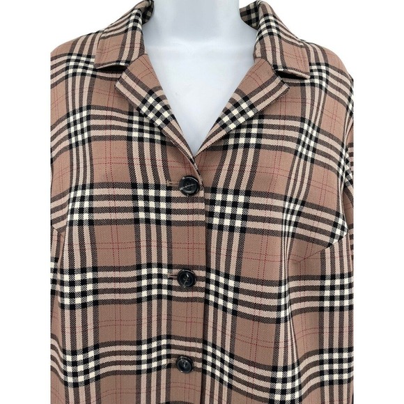 Pendleton Vintage Nova Check Tartan Plaid Wool Long Sleeve Button Blazer Size 14 - Picture 5 of 16